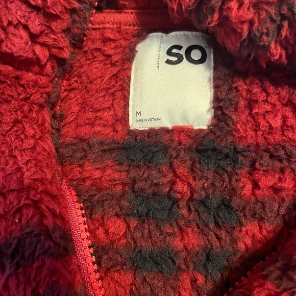 Red and Black Plaid Sherpa Jacket - Picture 2 of 4